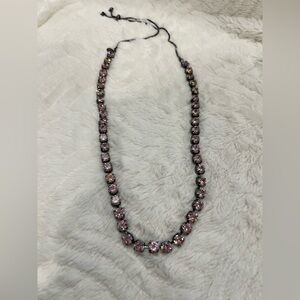 Elegant Pink Crystal Necklace set in black gunmetal